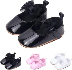 Baby Girls Dress Shoes Bownot Non Slip Soft Sole Flat Newborn Infant Wedding Mary Jane Flat