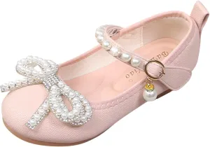Baby Girls Mary Jane Bow Shoes Non-Slip Soft Sole Princess Shoes Toddler Small Leather Shoes Wedding Dress Shoes