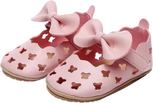 Baby Hollow Sandals Toddler Infant Girls PU Leather Soft Closed Toe Sandals Flower Princess Bowknot Flat Shoes