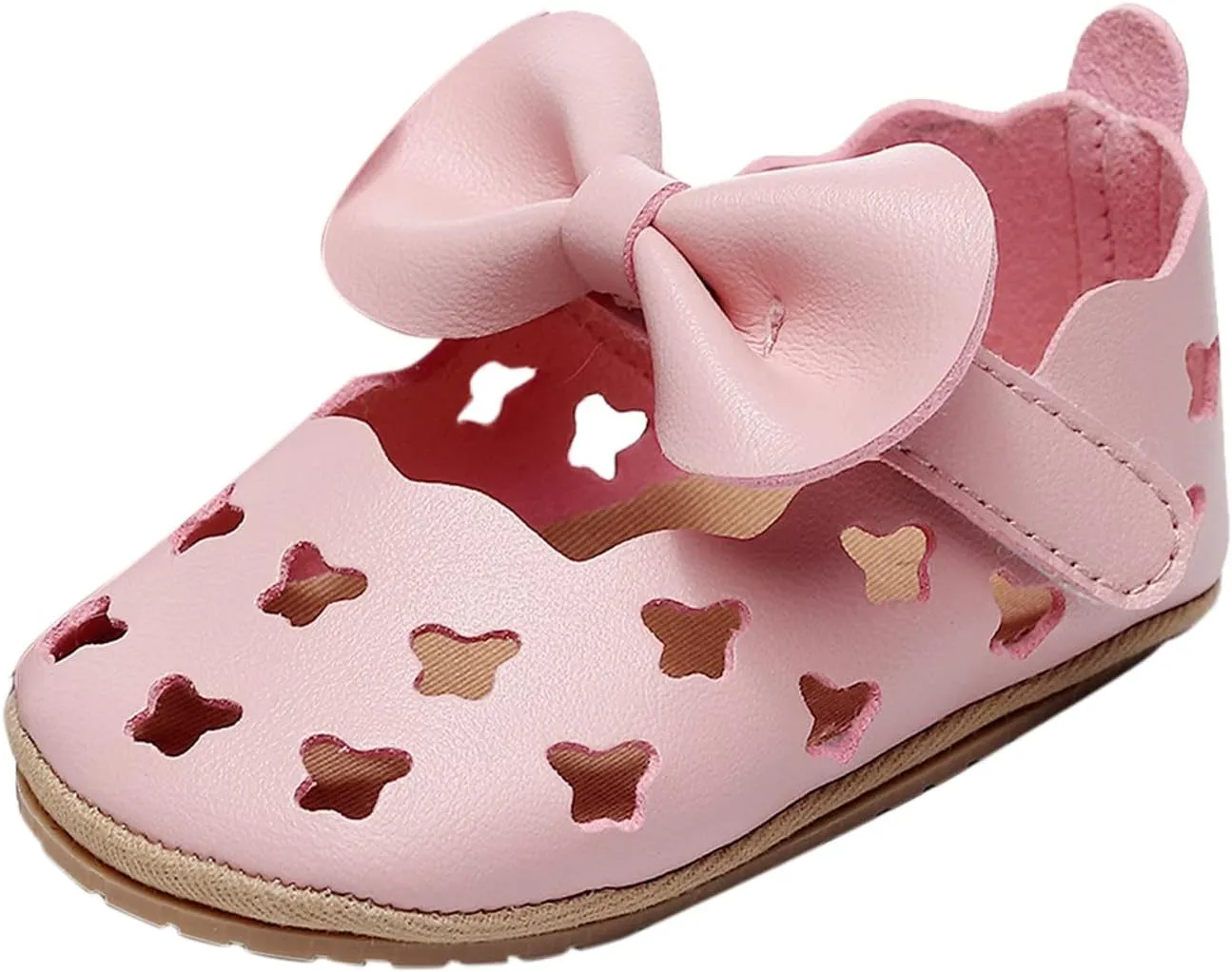 Baby Hollow Sandals Toddler Infant Girls PU Leather Soft Closed Toe Sandals Flower Princess Bowknot Flat Shoes