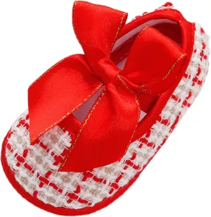 Baby Infant Boy Girl Sandals Shoes First Walking Shoes Bow Non-Slip Soft Sole Flat Shoes Lightweight (Red, 13 Infant)