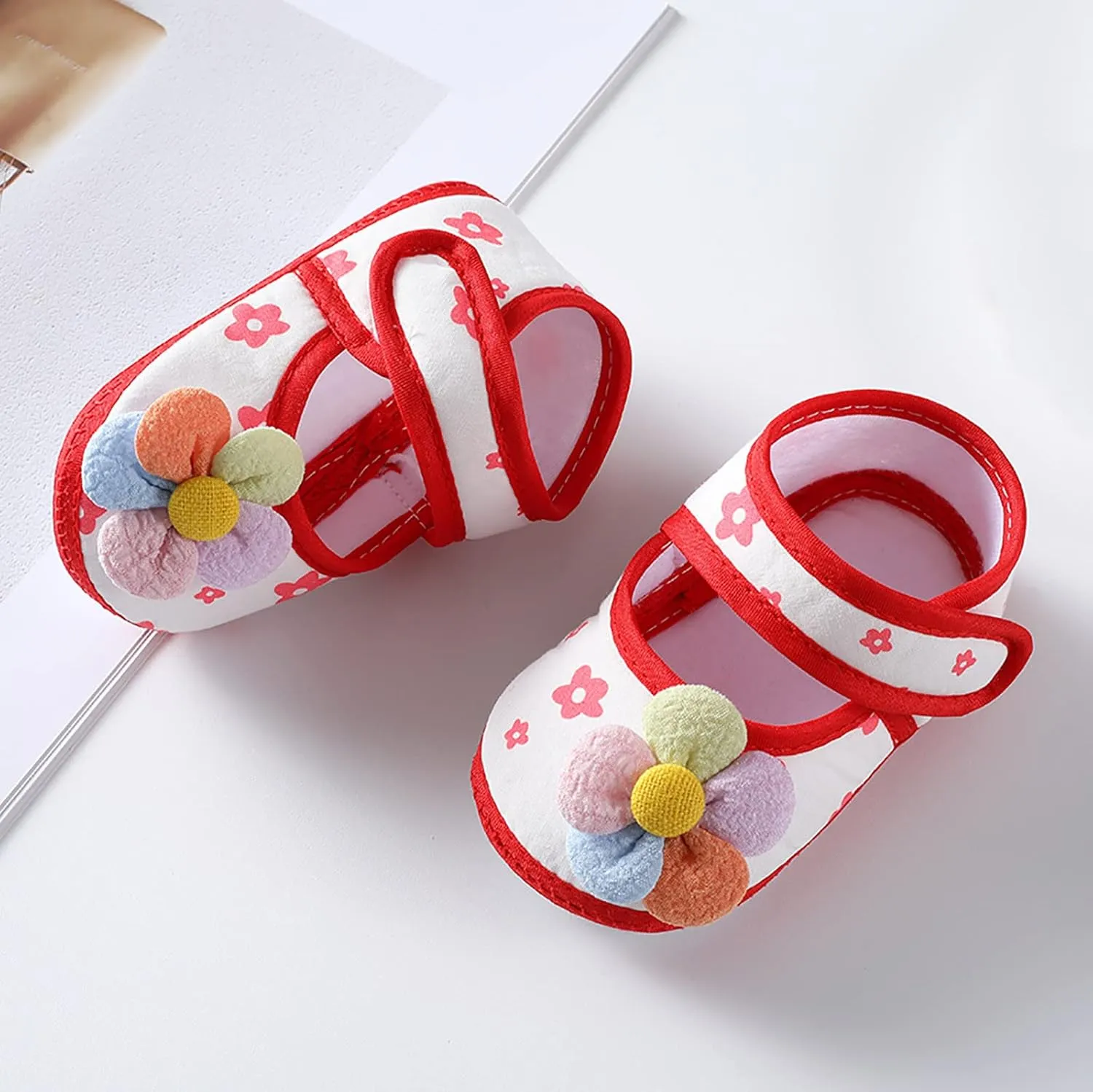 Baby Infant Boy Girl Sandals Shoes Outdoor First Walkers Flowers Anti-Slip Soft Sole Flat Shoes Summer (Red, 12 Infant)