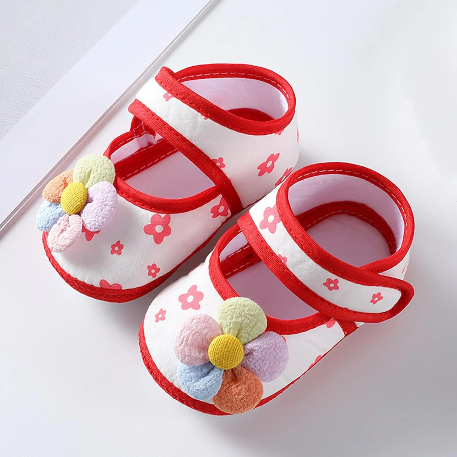 Baby Infant Boy Girl Sandals Shoes Outdoor First Walkers Flowers Anti-Slip Soft Sole Flat Shoes Summer (Red, 12 Infant)