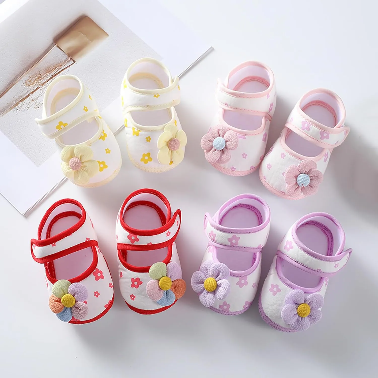 Baby Infant Boy Girl Sandals Shoes Outdoor First Walkers Flowers Anti-Slip Soft Sole Flat Shoes Summer (Red, 12 Infant)