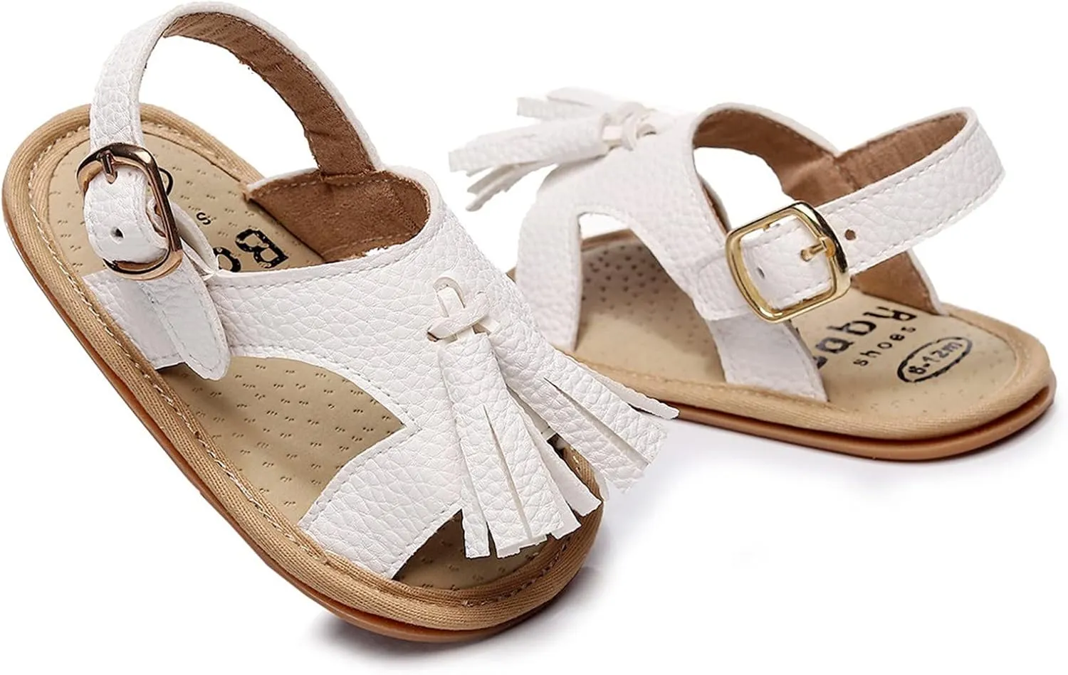 Baby Infant Boys Girls Tassels Sandals Non Slip Ankle Strap Soft Sole Outdoor Beach Shoes for Toddler Kids Unisex