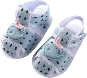 Baby Infant Shoes Boy Girl Sandals First Walkers Crib Shoes Animal Print Soft Sole Breathable Flat (Blue, 5 Infant)