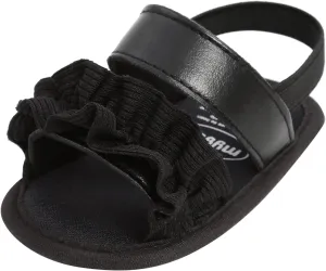 Baby Infant Shoes Boy Girl Sandals First Walkers Crib Shoes Lightweight Soft Sole Flat Shoes Summer (Black, 5 Toddler)