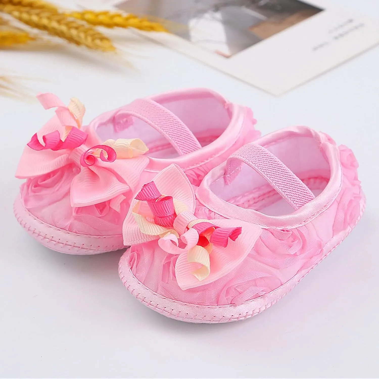 Baby Shoes Fashion Soft Sole Toddler Shoes Pearl Dress Flower Princess Shoes Toddler Shoes Leather Baby Girl (Pink, 4 Infant)