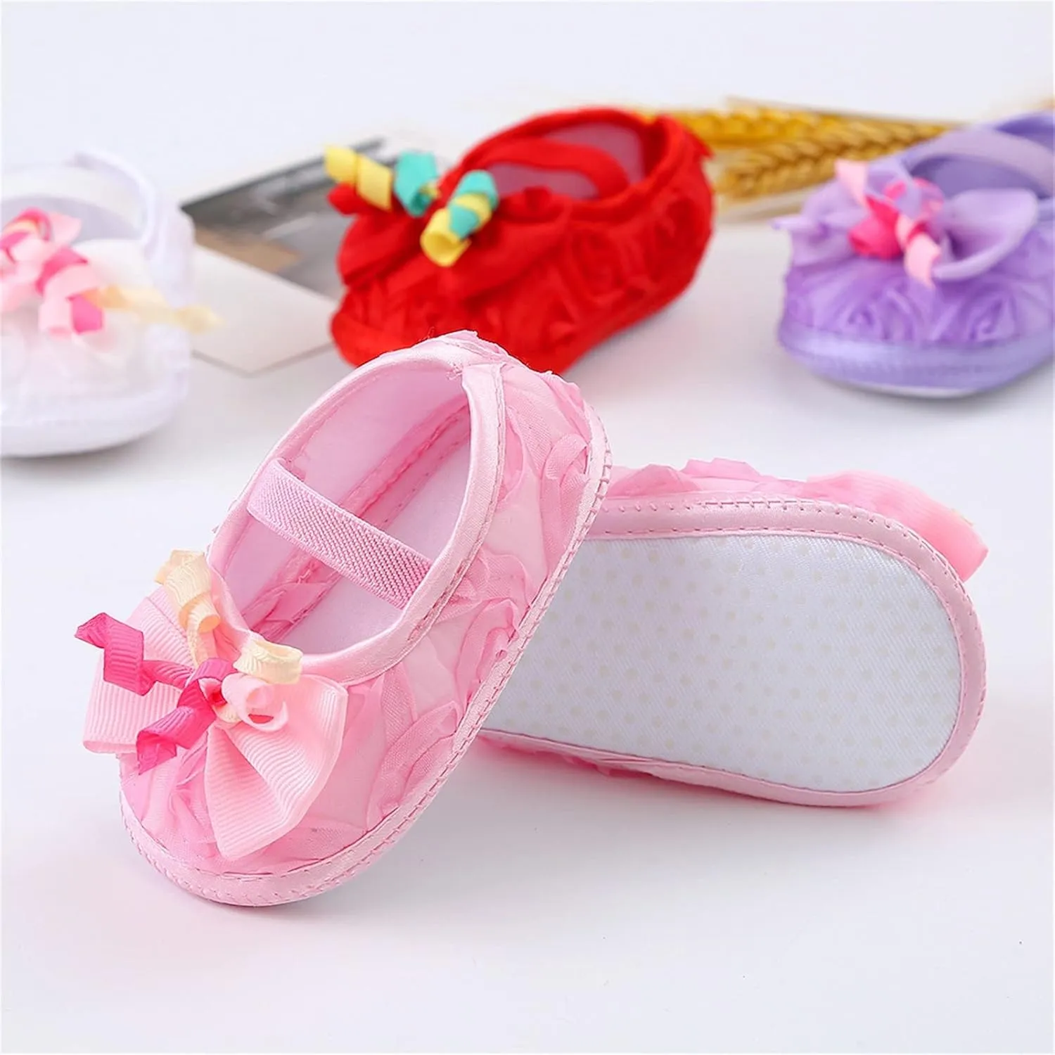 Baby Shoes Fashion Soft Sole Toddler Shoes Pearl Dress Flower Princess Shoes Toddler Shoes Leather Baby Girl (Pink, 4 Infant)