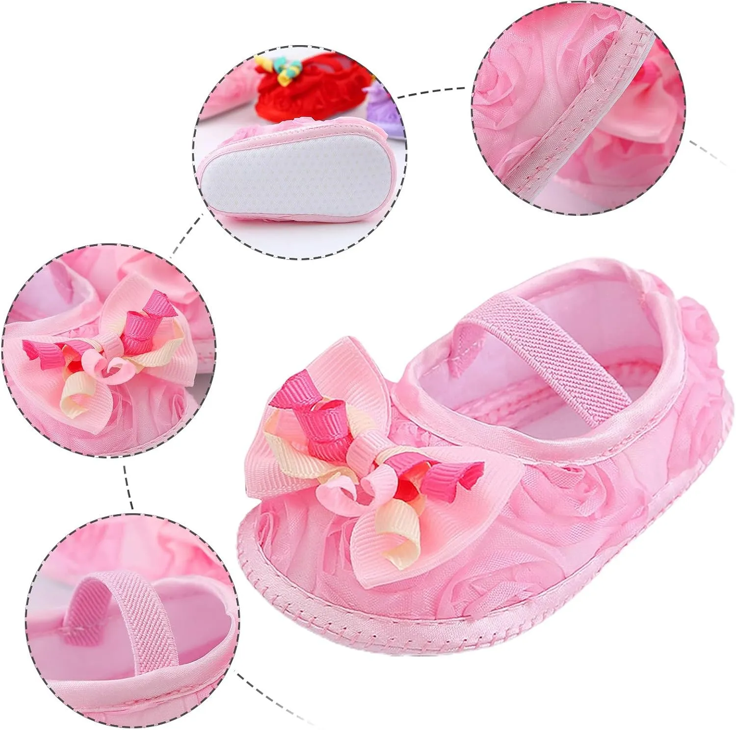 Baby Shoes Fashion Soft Sole Toddler Shoes Pearl Dress Flower Princess Shoes Toddler Shoes Leather Baby Girl (Pink, 4 Infant)