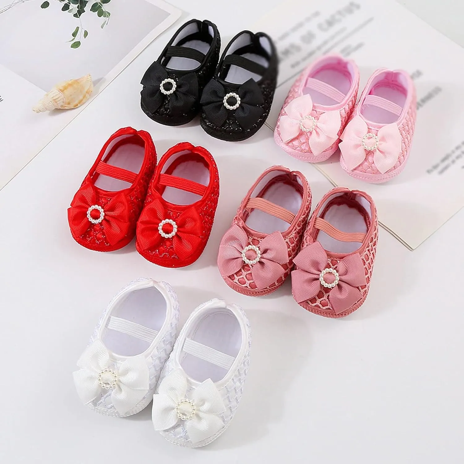 Baby Shoes Fashion Soft Sole Toddler Shoes Pearl Dress Flower Princess Shoes Toddler Shoes Silver Shoes for Girls (White, 4.5 Infant)