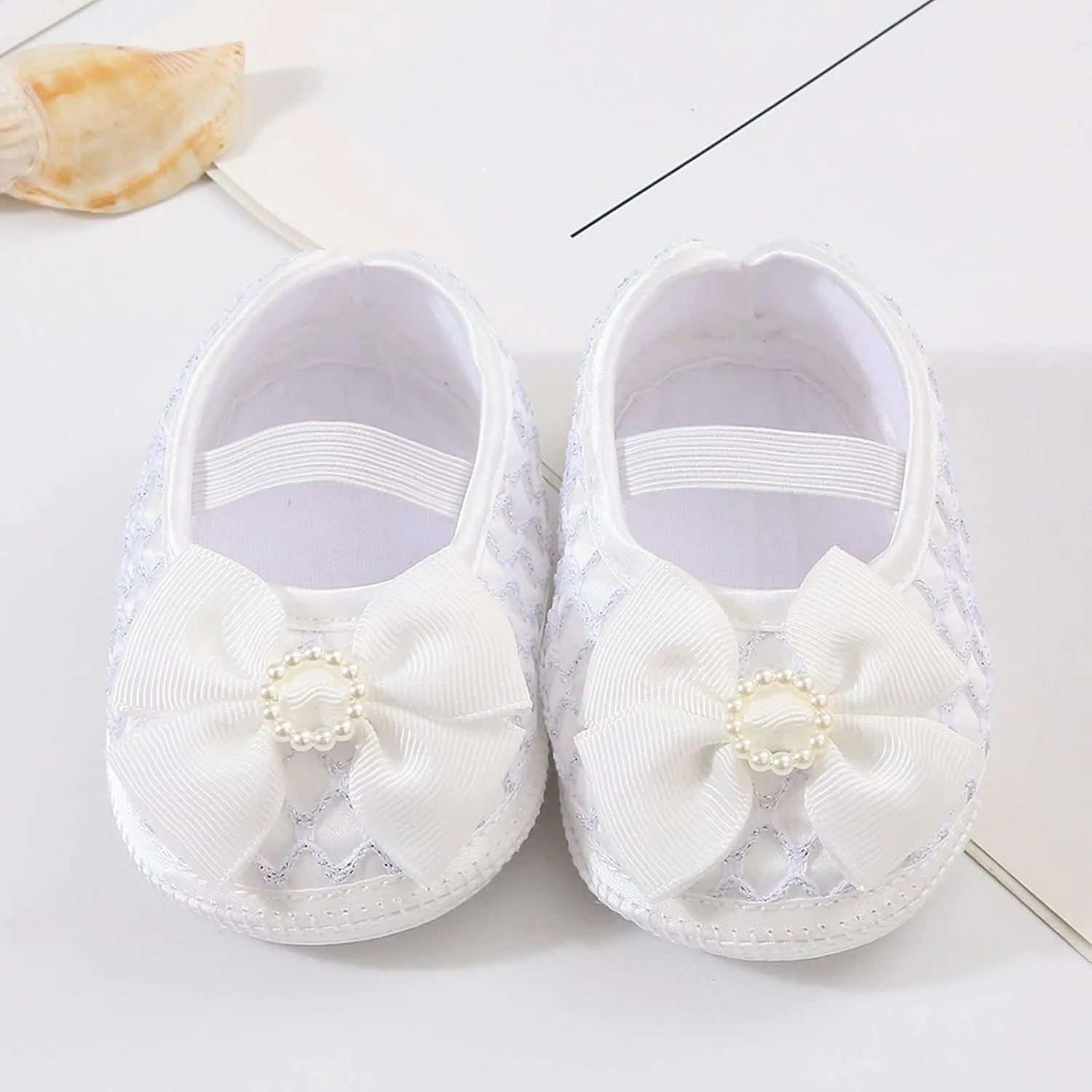 Baby Shoes Fashion Soft Sole Toddler Shoes Pearl Dress Flower Princess Shoes Toddler Shoes Silver Shoes for Girls (White, 4.5 Infant)