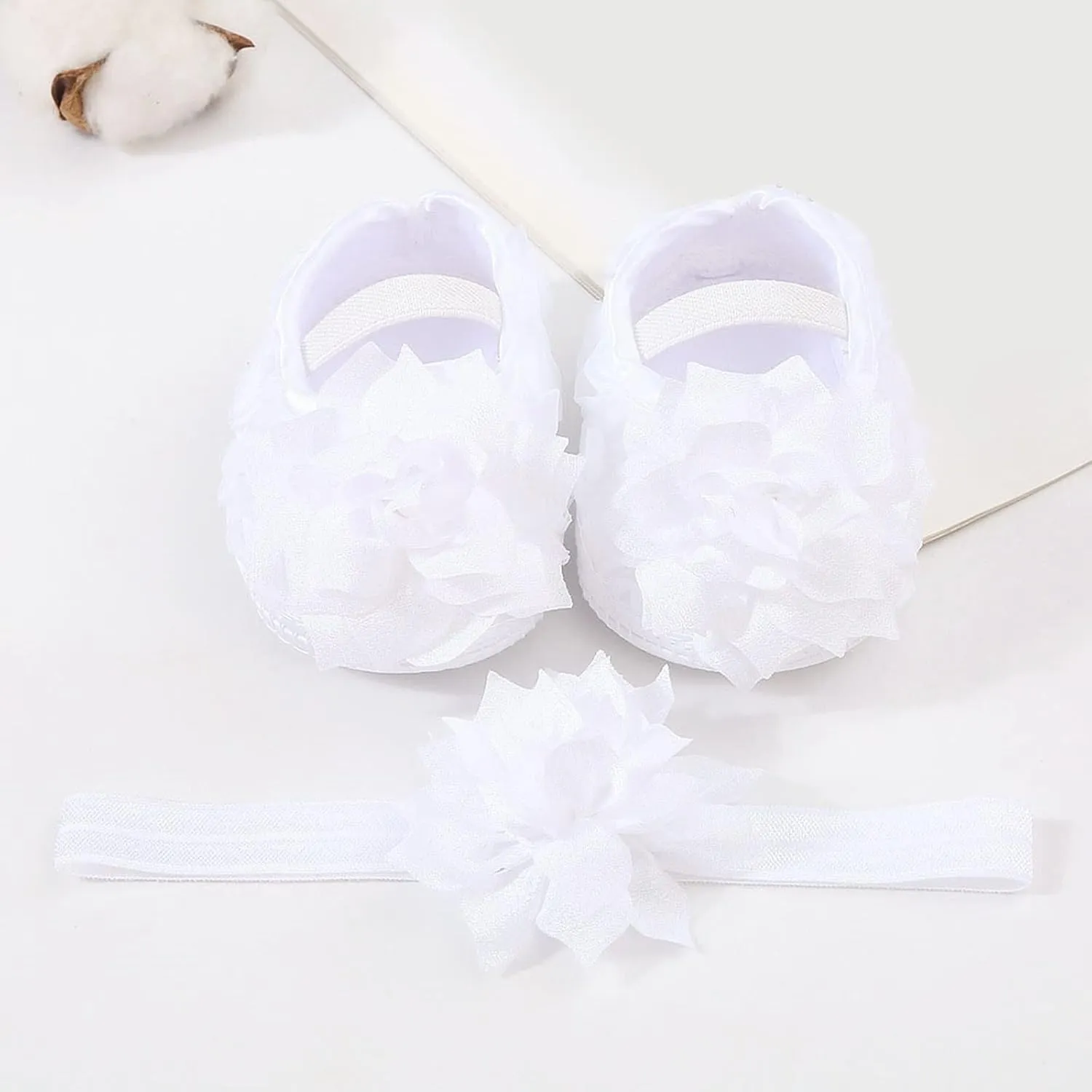 Baby Shoes Hairband Set 01 Year Old Baby Shoes 246 August Newborn Soft Sole Walking Shoes Trend Baby Girl Shoes Size 3 (White, 4.5 Infant)