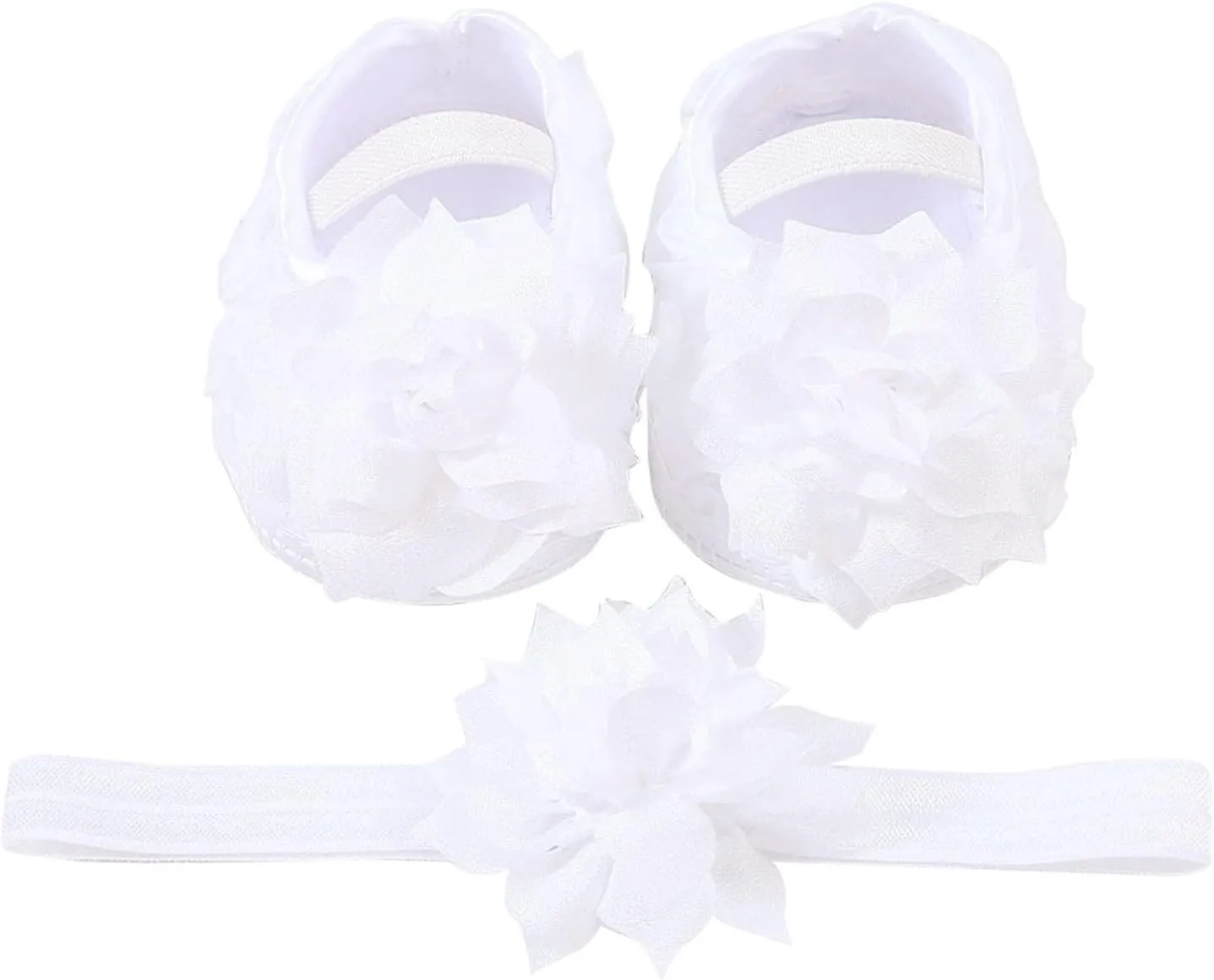 Baby Shoes Hairband Set 01 Year Old Baby Shoes 246 August Newborn Soft Sole Walking Shoes Trend Baby Girl Shoes Size 3 (White, 4.5 Infant)
