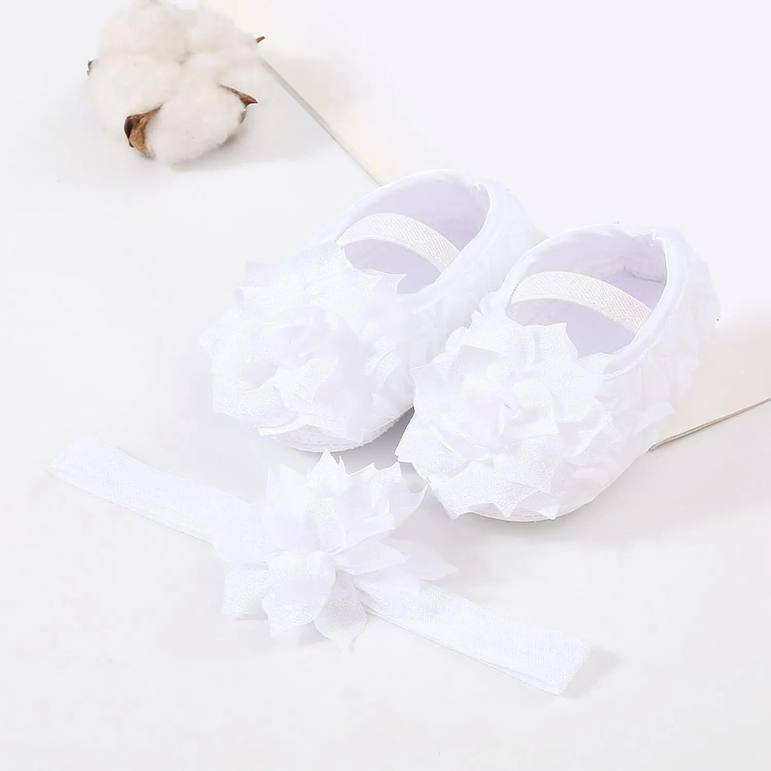 Baby Shoes Hairband Set 01 Year Old Baby Shoes 246 August Newborn Soft Sole Walking Shoes Trend Baby Girl Shoes Size 3 (White, 4.5 Infant)