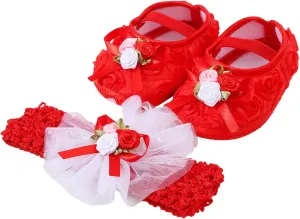 Baby Shoes Plus Headband Set Cute Baby Princess Shoes with Dress Shoes Toddler Shoes Shoes for Kids Girls