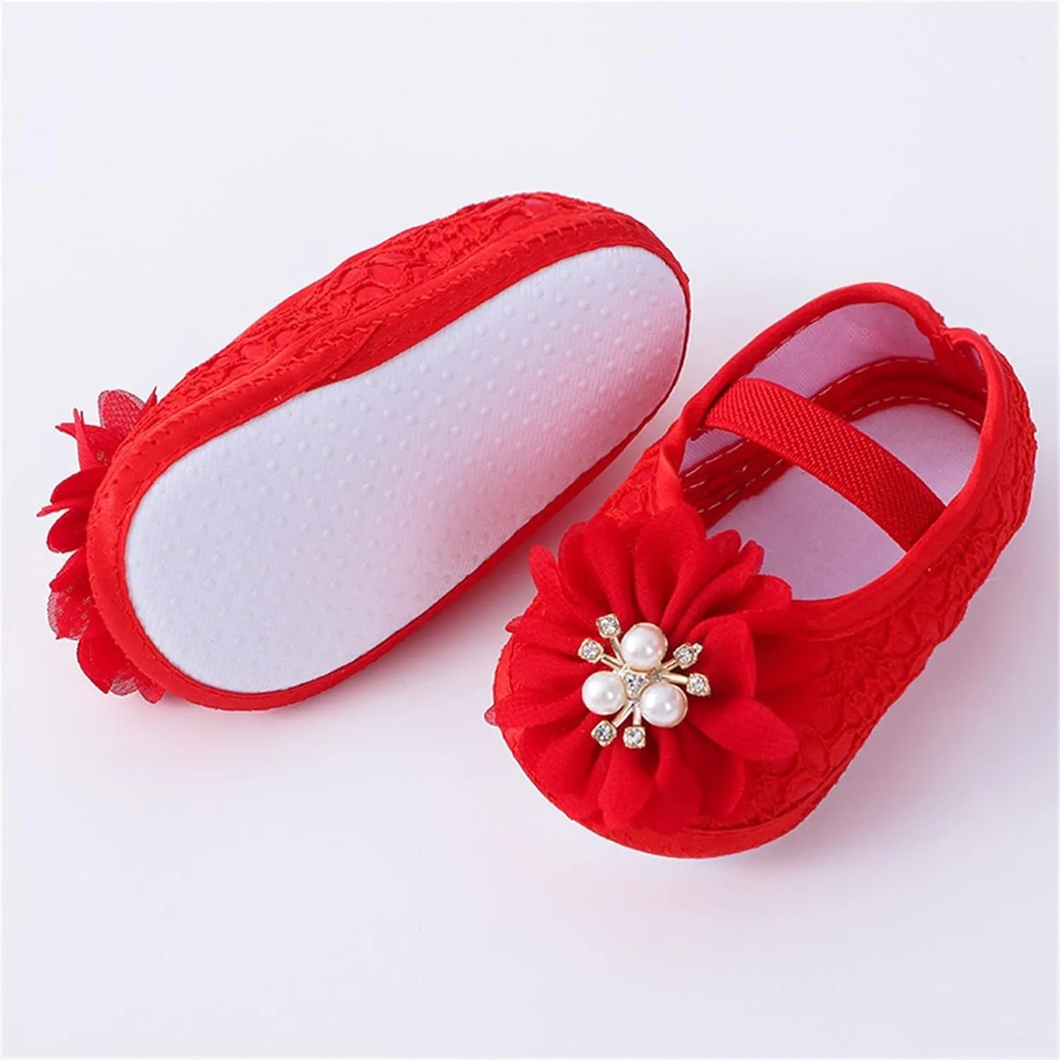 Baby Shoes with Hair Band Fashion Soft Soled Toddler Shoes Versatile Dress Flower Princess Shoes Toddler High Tops Girls