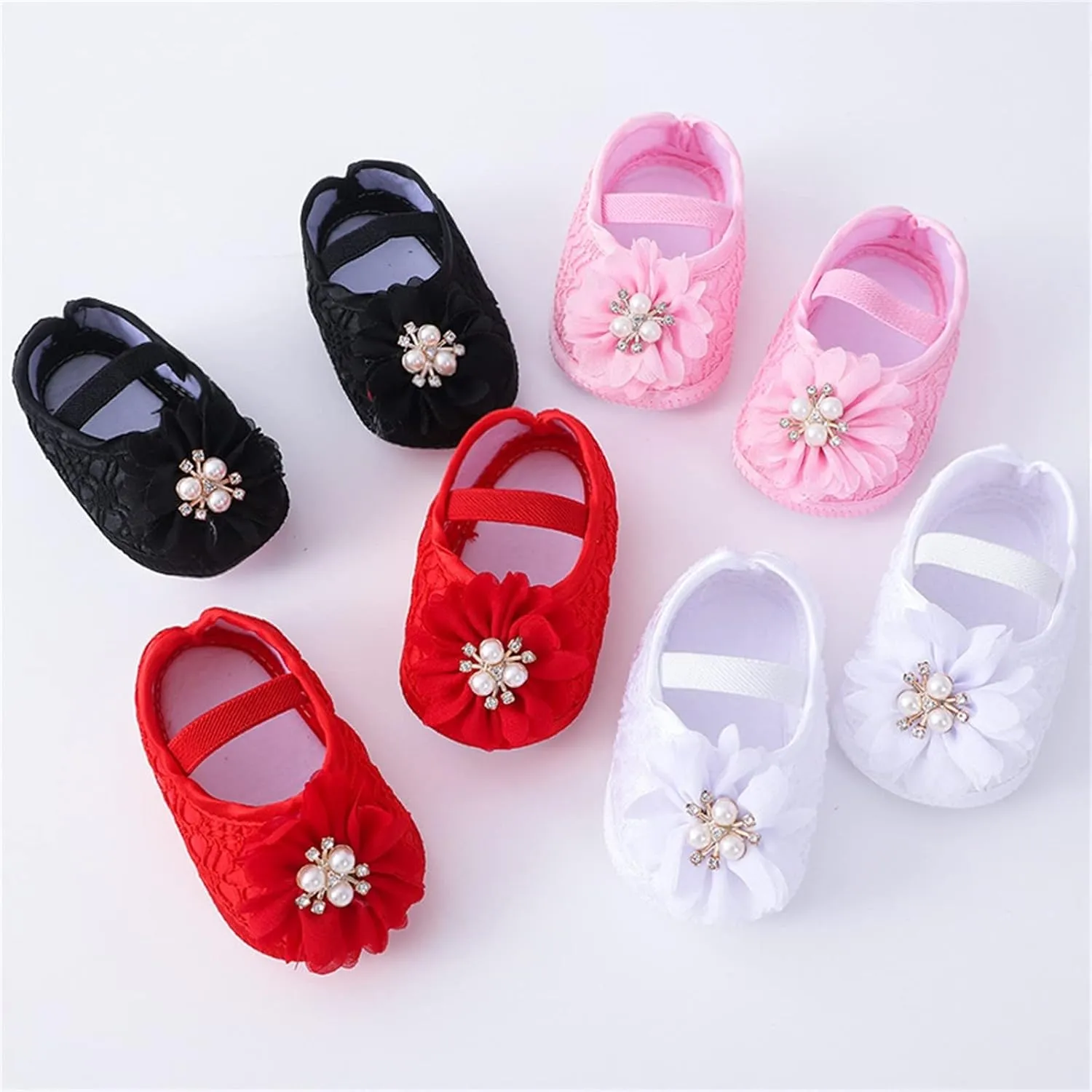 Baby Shoes with Hair Band Fashion Soft Soled Toddler Shoes Versatile Dress Flower Princess Shoes Toddler High Tops Girls