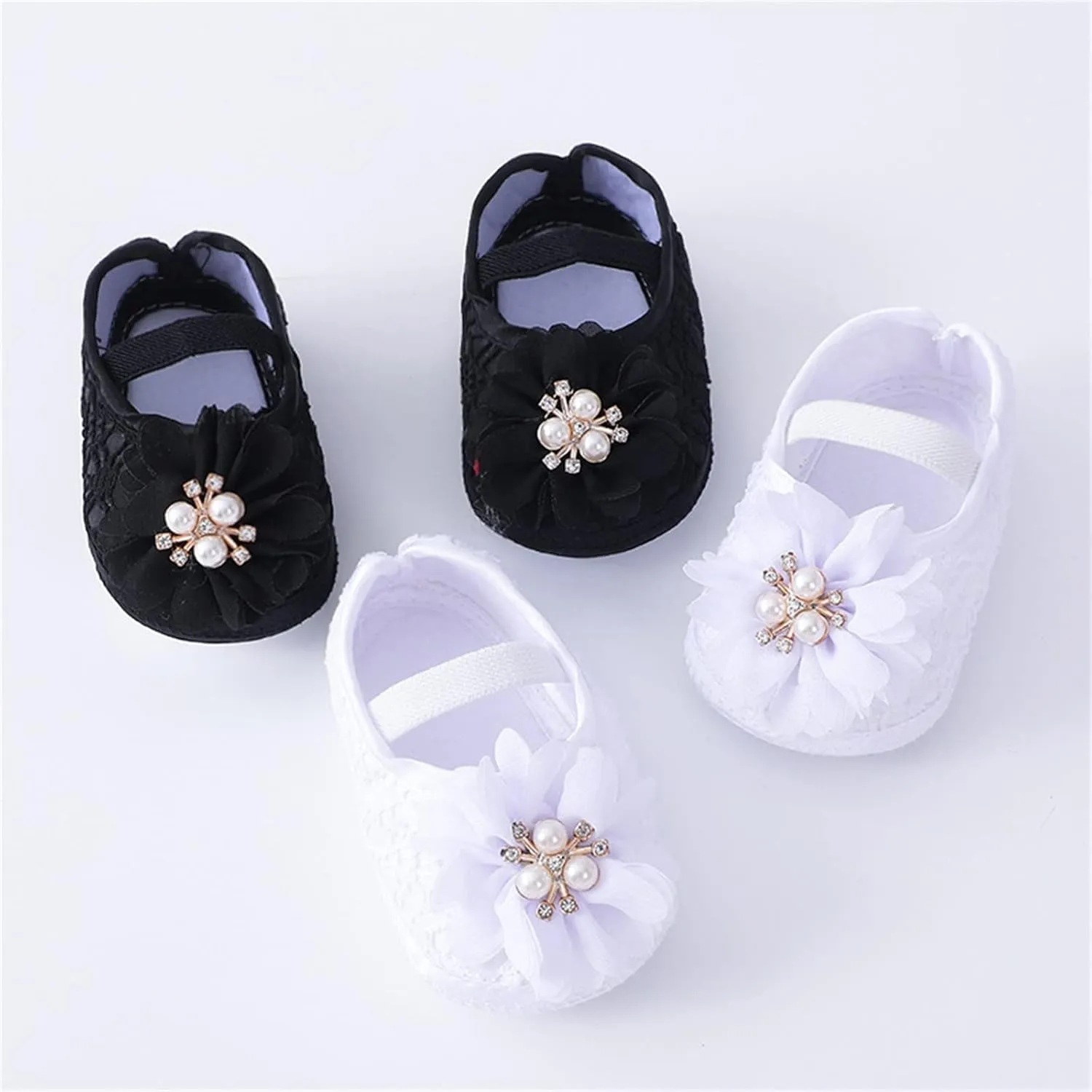 Baby Shoes with Hair Band Fashion Soft Soled Toddler Shoes Versatile Dress Flower Princess Shoes Toddler High Tops Girls