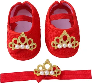 Baby Shoes with Hair Band Fashion Soft Soled Toddler Shoes Versatile Dress Flower Toddler Dress Shoes Girls Size 8