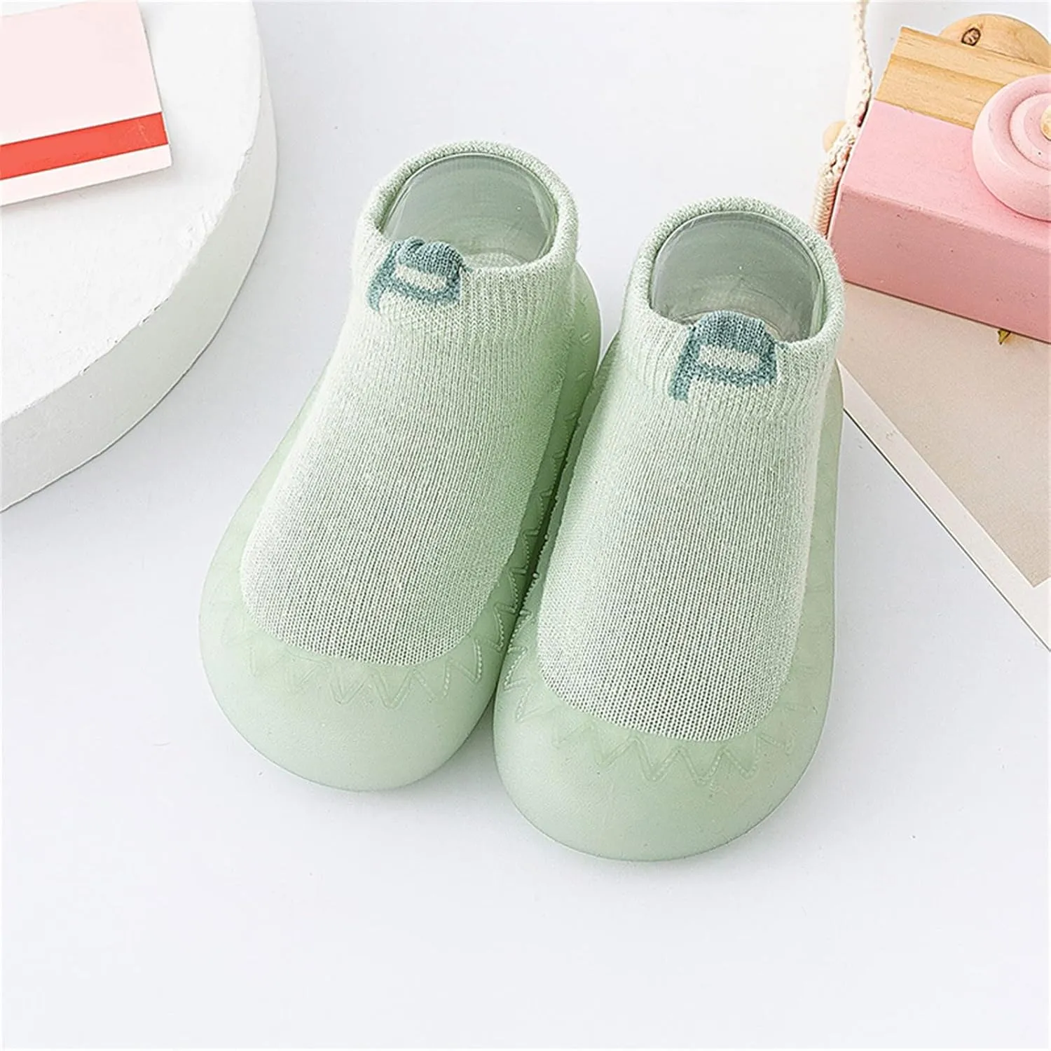 Baby Sock Shoes Infant Boys Girls Socks Shoes Toddler Fleece Warm Floor Socks Non Slip Prewalker Shoes White Shoes B