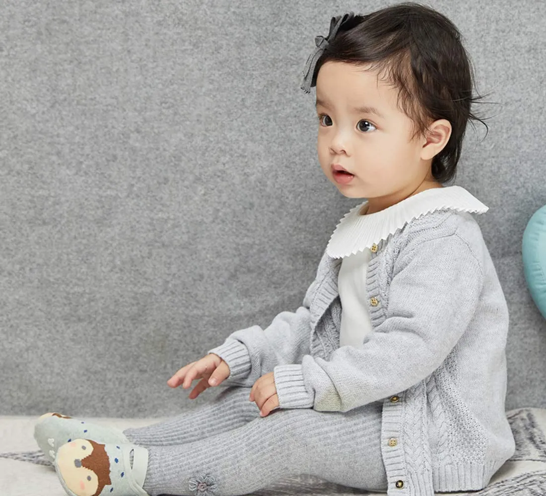 Baby Socks 4 Pairs Anti-Slip Gripper Socks for 12-36 Months Boys Girls, Non-Skid Infant Toddler Walking with Cartoon Design, Soft Cotton Crew & Ankle