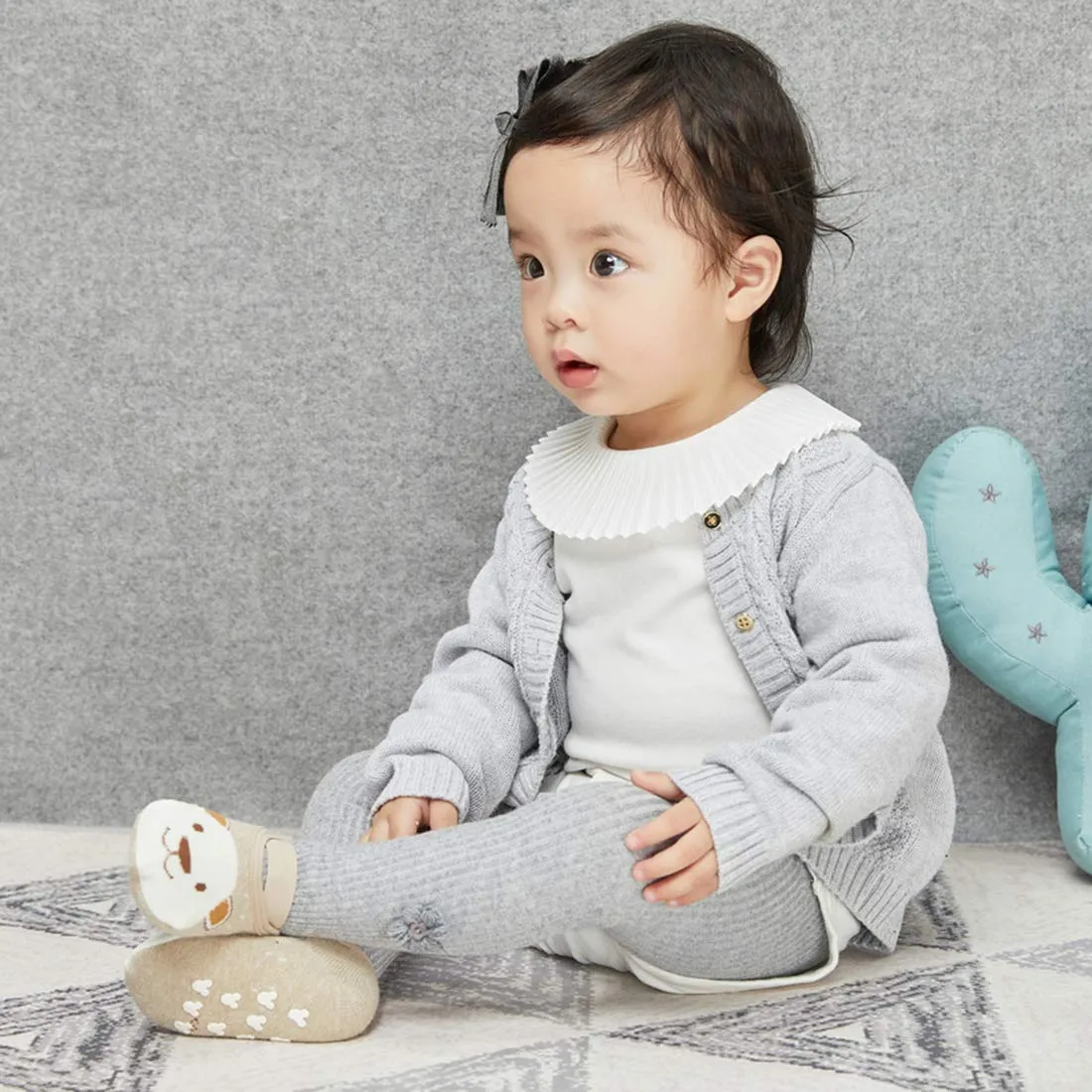 Baby Socks 4 Pairs Anti-Slip Gripper Socks for 12-36 Months Boys Girls, Non-Skid Infant Toddler Walking with Cartoon Design, Soft Cotton Crew & Ankle