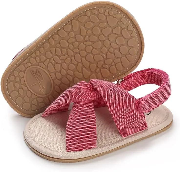 Baby Unisex Girls Boys Sandals Premium Rubber Sole Toddler Ondoor Slippers Cute Open-Toe Comfort Infant Princess Summer Dress Shoes