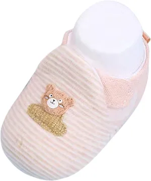 Baby Velvet Crib Shoes Infant Toddler Floor Breathable Lightweight Cotton Plus Warm Soft Sole Cartoon Indoor Shoes