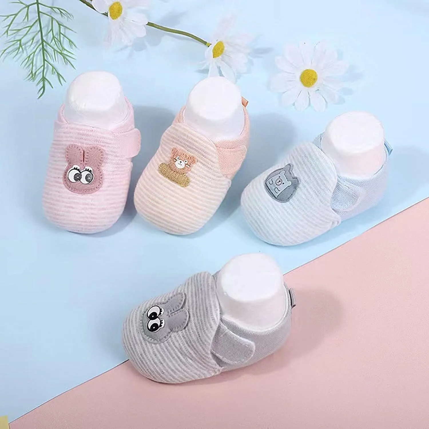 Baby Velvet Crib Shoes Infant Toddler Floor Breathable Lightweight Cotton Plus Warm Soft Sole Cartoon Indoor Shoes