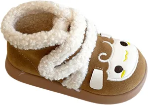 Baby Winter Furry Warm Ankle Shoes for Toddler Cute artoon Plush Lined Snow Boots Soft Sole Non-Slip Walking Shoes