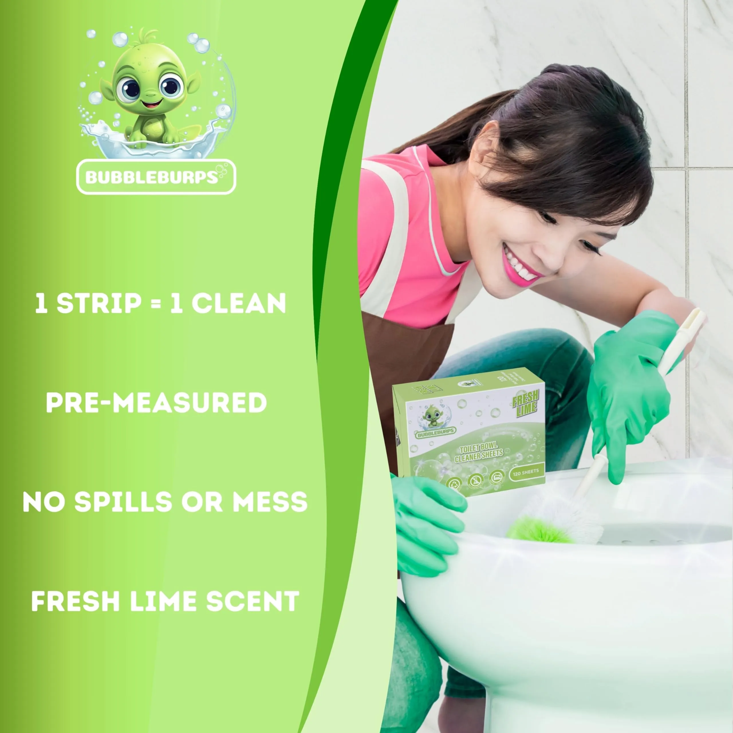 Bubbleburps Eco Friendly Toilet Bowl Cleaner Sheets 120 Count