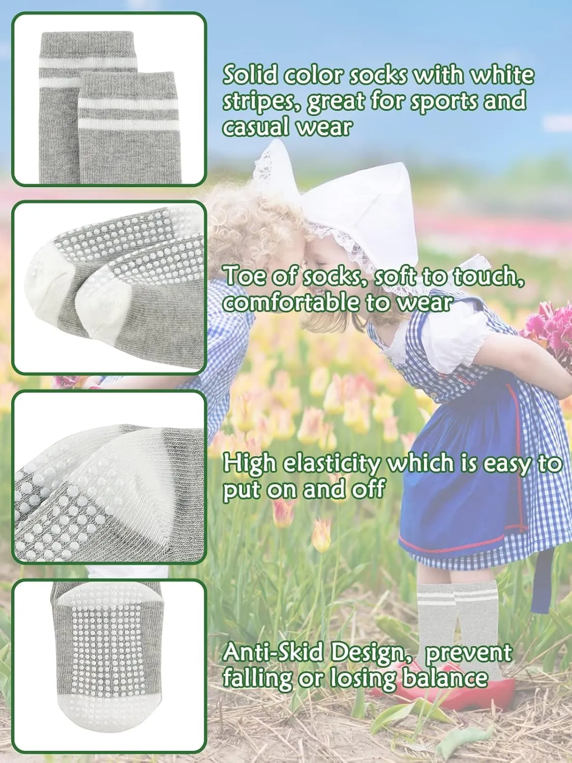 Century Star Baby Girl Socks Boy Knee High Socks Toddler Non-Slip Tube Sock School Soccer Striped Stockings for Infant