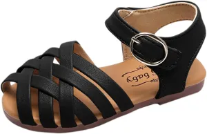 Child and Toddler Baby Girls Sandals Soft Sole Anti Slip Shoes Outdoor Sport Sandals Summer Beach (Black, 11 Little Kid)