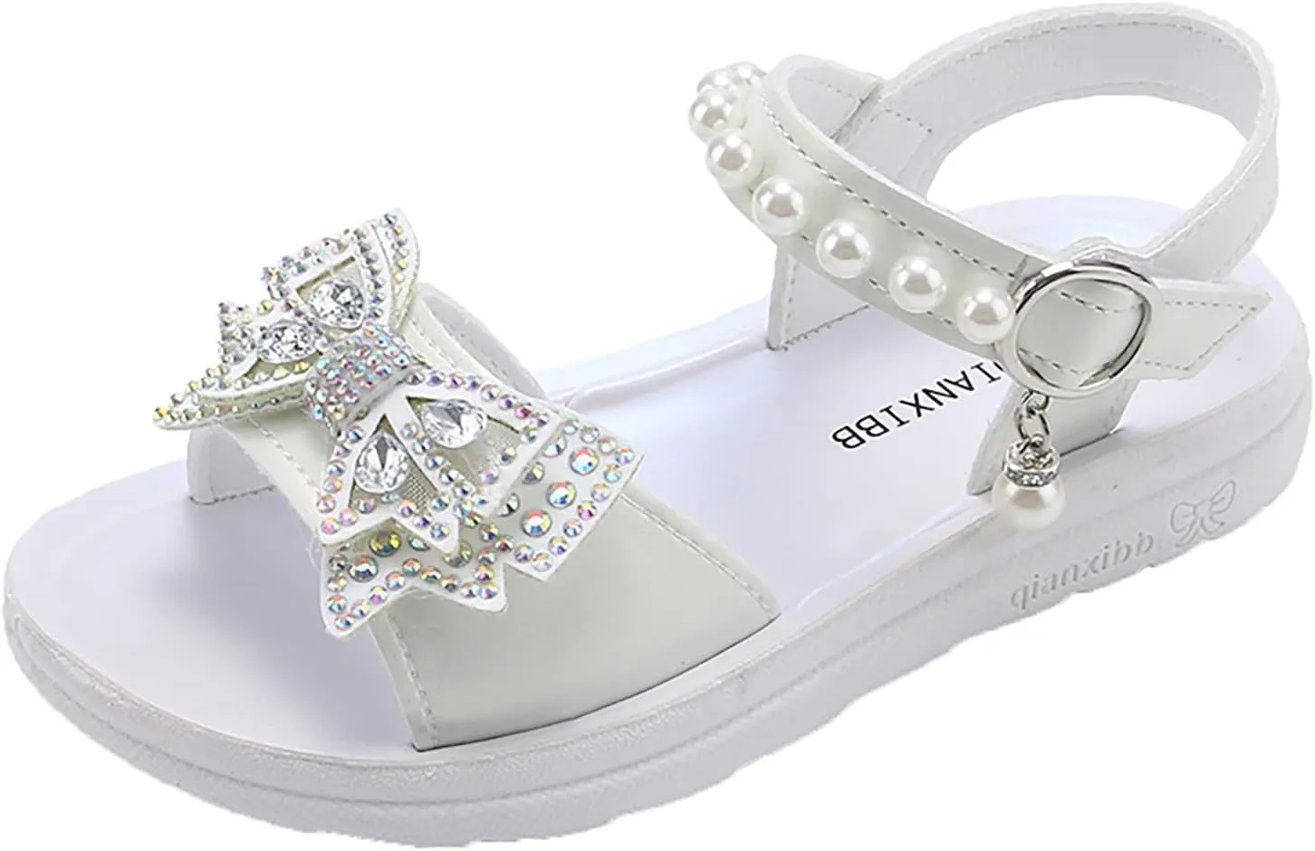 Child and Toddler Baby Girls Shoes Soft Sole Anti Slip Shoes Outdoor Bowknot Sandals Summer (White, 26 Little Child)