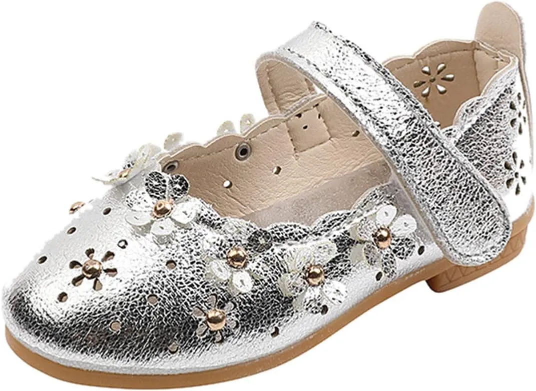 Children Low Heel Foot Warmer Girls Sandal Shoes Flower Shoes Hollow Flower Shoes Soft Sole Princess Sandals