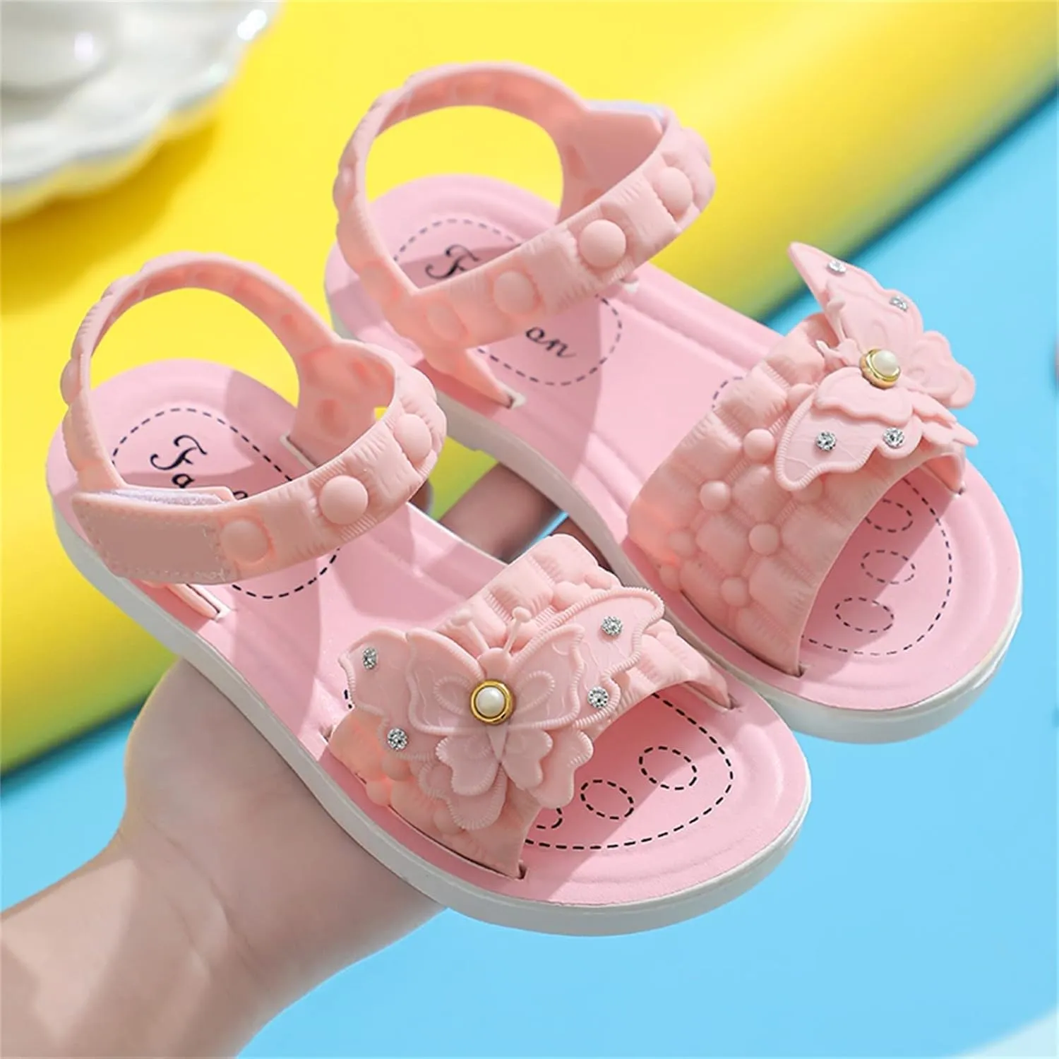 Children Sandals Soft Flat Shoes Fashion Comfortable Bow Waterproof Lightweight Baby Princess Size 2 Shoes Baby Girl (Pink, 5-5.5 Years Little Child)