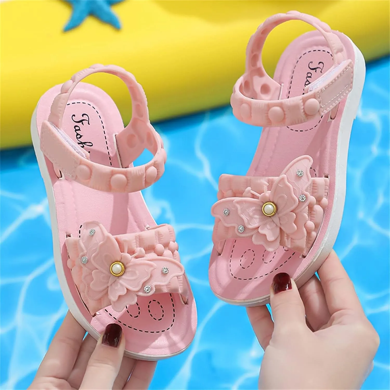 Children Sandals Soft Flat Shoes Fashion Comfortable Bow Waterproof Lightweight Baby Princess Size 2 Shoes Baby Girl (Pink, 5-5.5 Years Little Child)