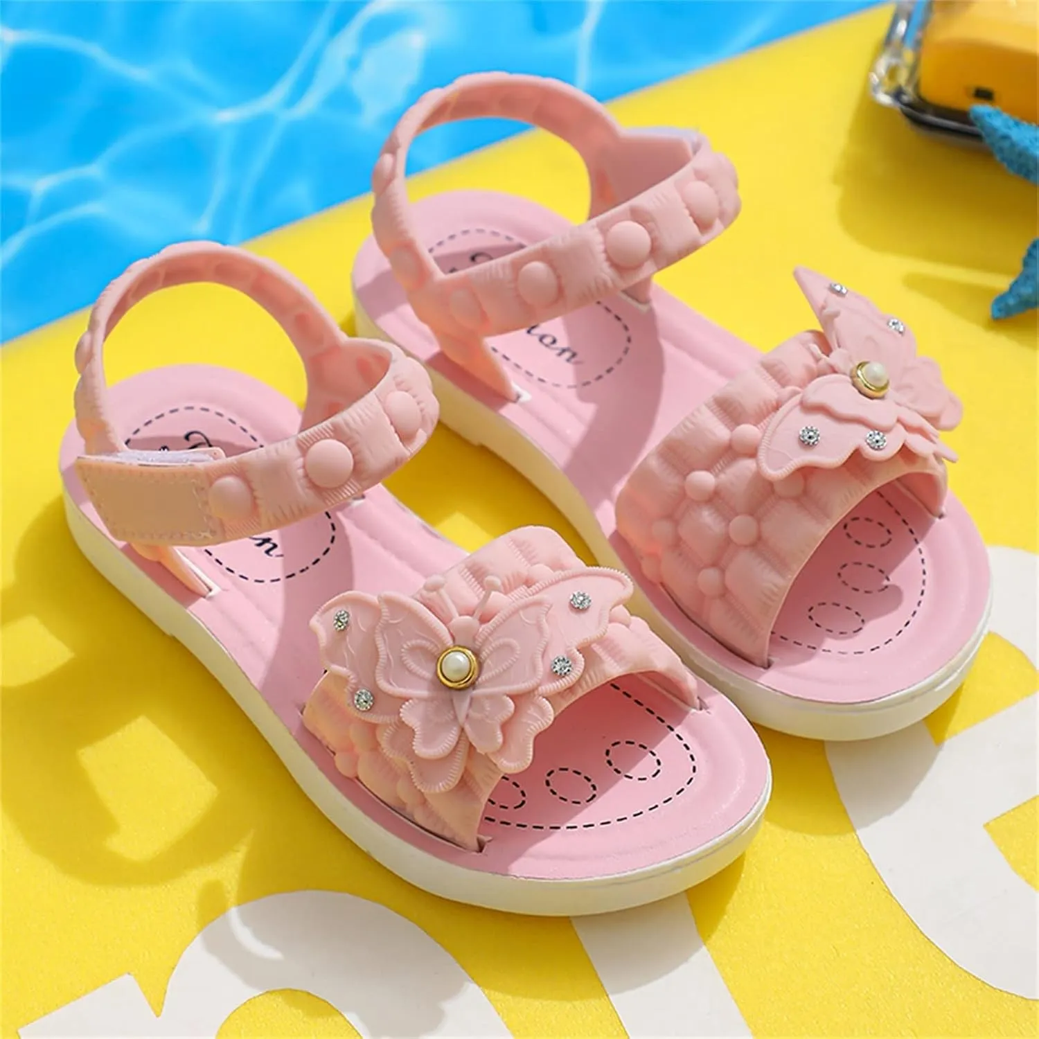 Children Sandals Soft Flat Shoes Fashion Comfortable Bow Waterproof Lightweight Baby Princess Size 2 Shoes Baby Girl (Pink, 5-5.5 Years Little Child)