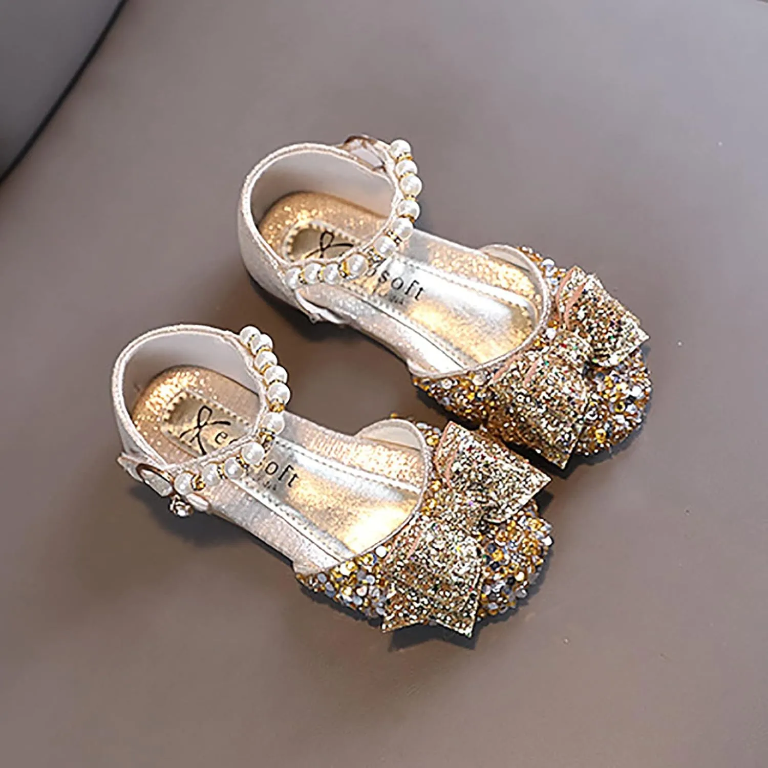 Children Soft Sole Shoes Toddler Baby Casual Princess Dress Shoes Comfortable Flat Outdoor Girls Rhinestones