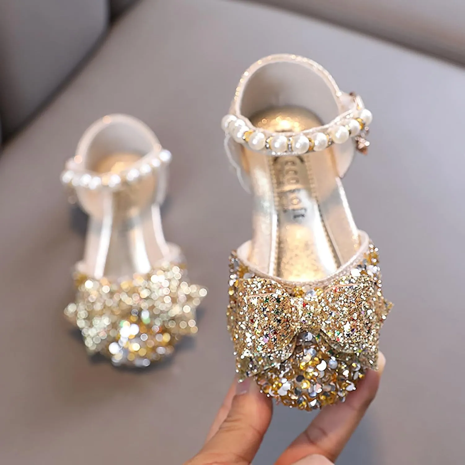 Children Soft Sole Shoes Toddler Baby Casual Princess Dress Shoes Comfortable Flat Outdoor Girls Rhinestones