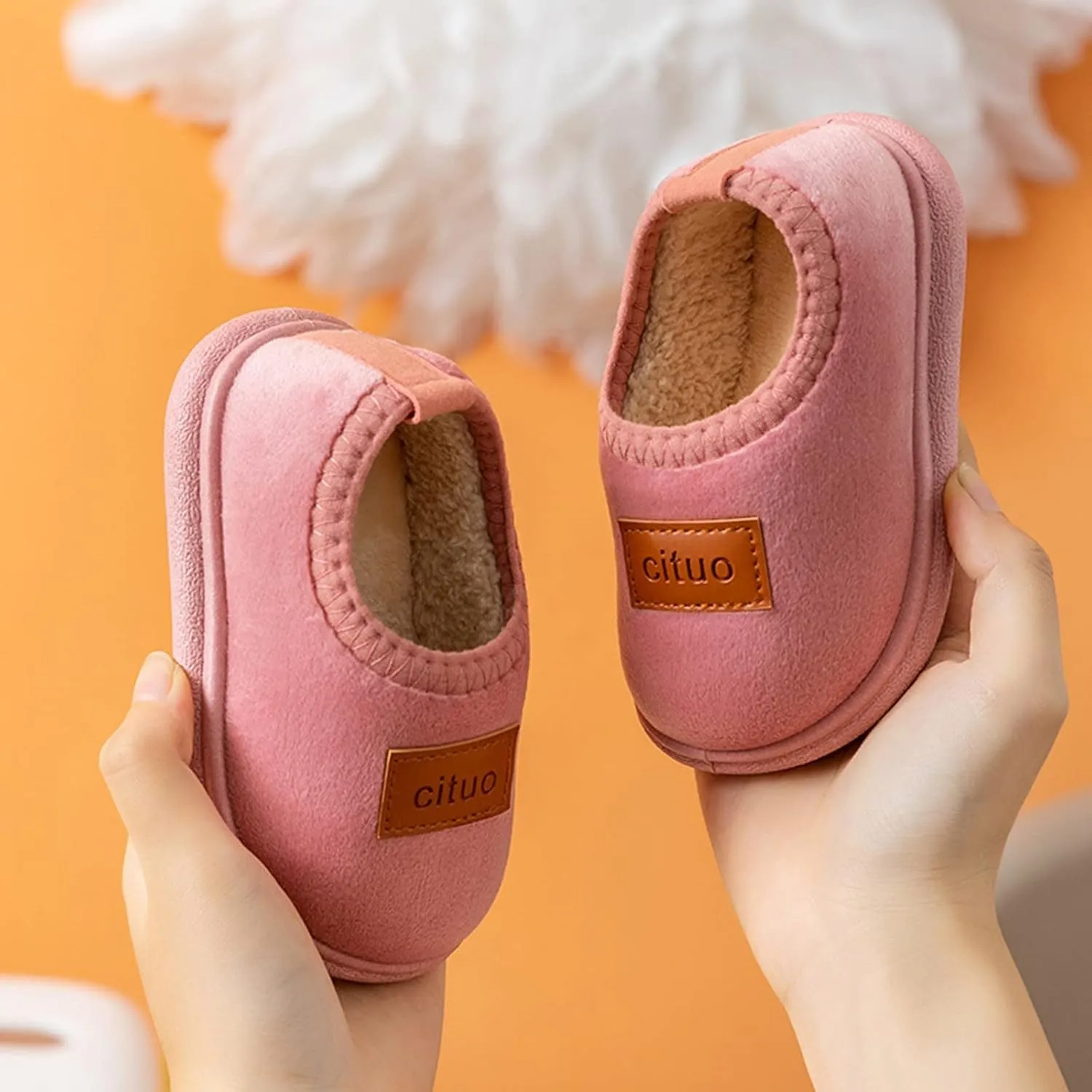 Childrens Girl Cotton Shoes Solid Color Fashion Soft Sole Winter Warm Indoor Non Slip Cotton Shoes Footie Baby Organic