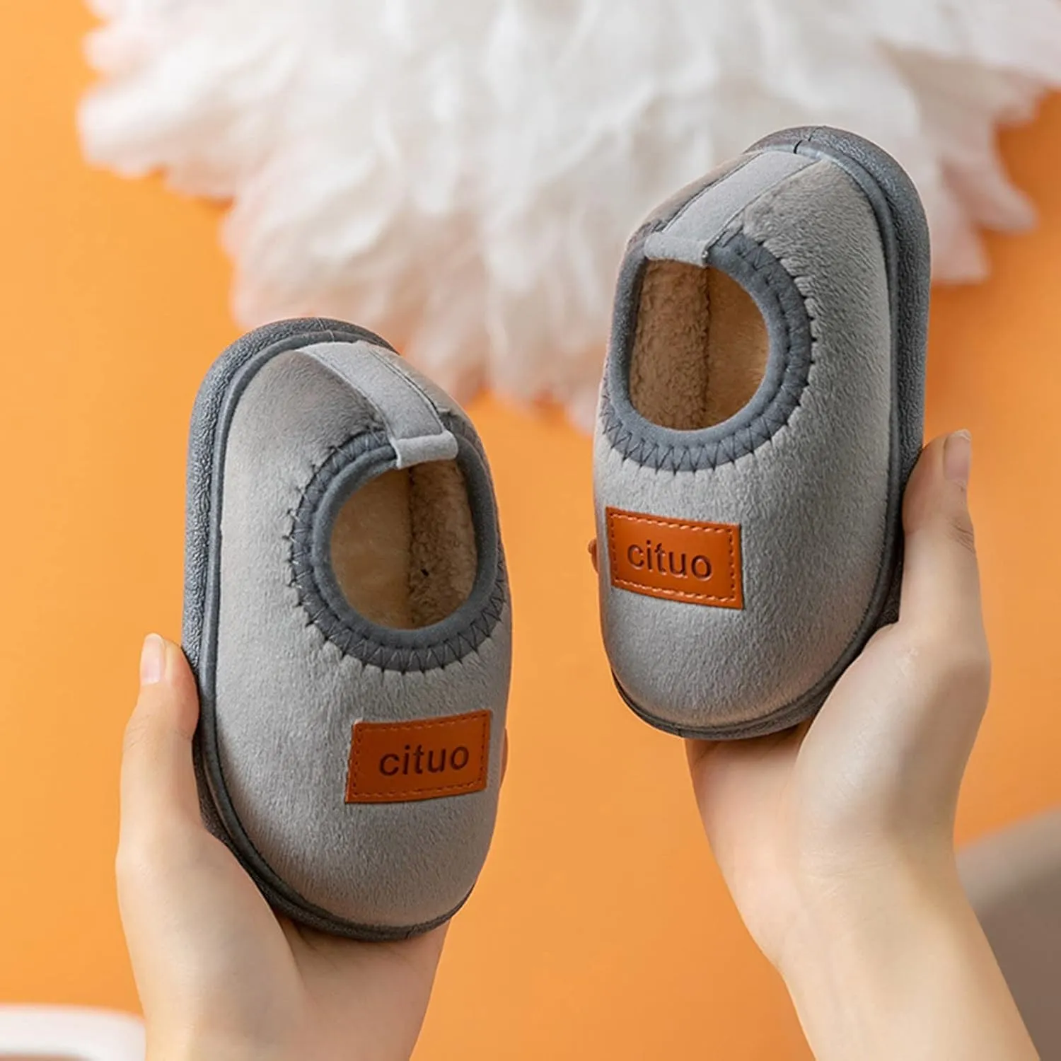 Childrens Girl Cotton Shoes Solid Color Fashion Soft Sole Winter Warm Indoor Non Slip Cotton Shoes Footie Baby Organic