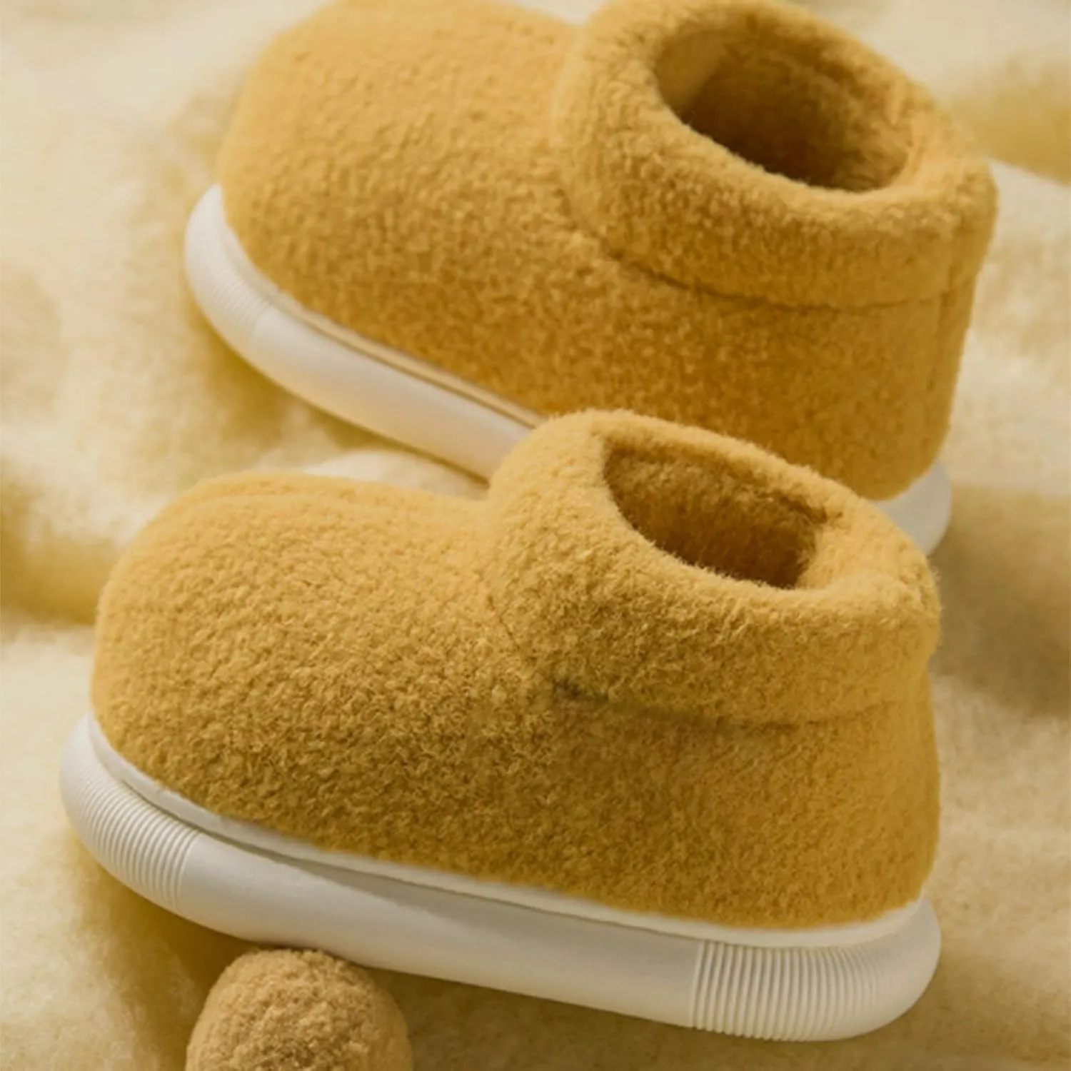 Cozy Fleece Booties Slippers for Infant Toddler Girls, Non-Slip Soft Sole Furry Thickened Warm House Indoor Shoes