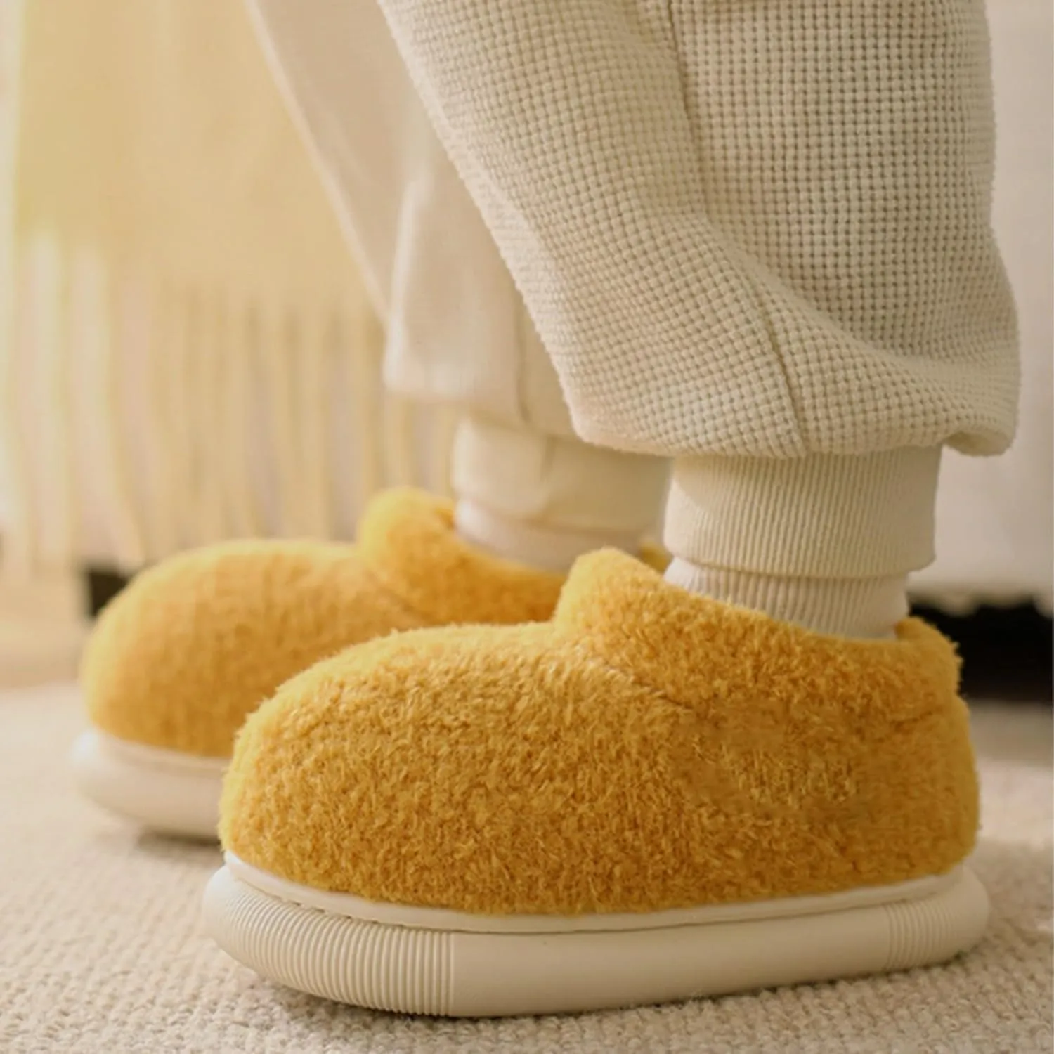 Cozy Fleece Booties Slippers for Infant Toddler Girls, Non-Slip Soft Sole Furry Thickened Warm House Indoor Shoes