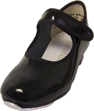 Danz N Motion Danshuz Toddler/Child Black-Patent Hook and Loop Touch Closure Tap Shoes