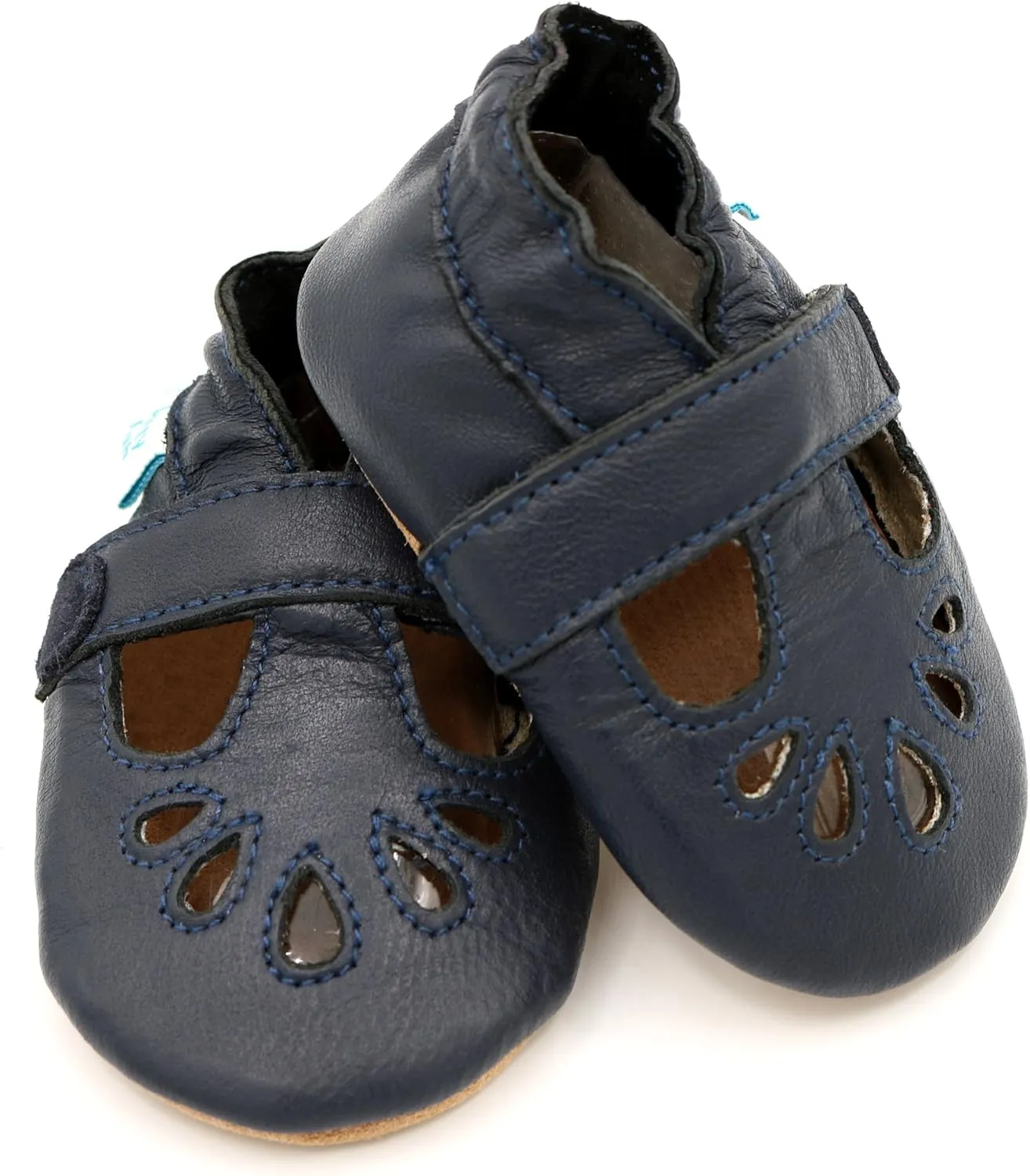Dotty Fish Baby Shoes, Girls Leather T-Bar Crib Shoes