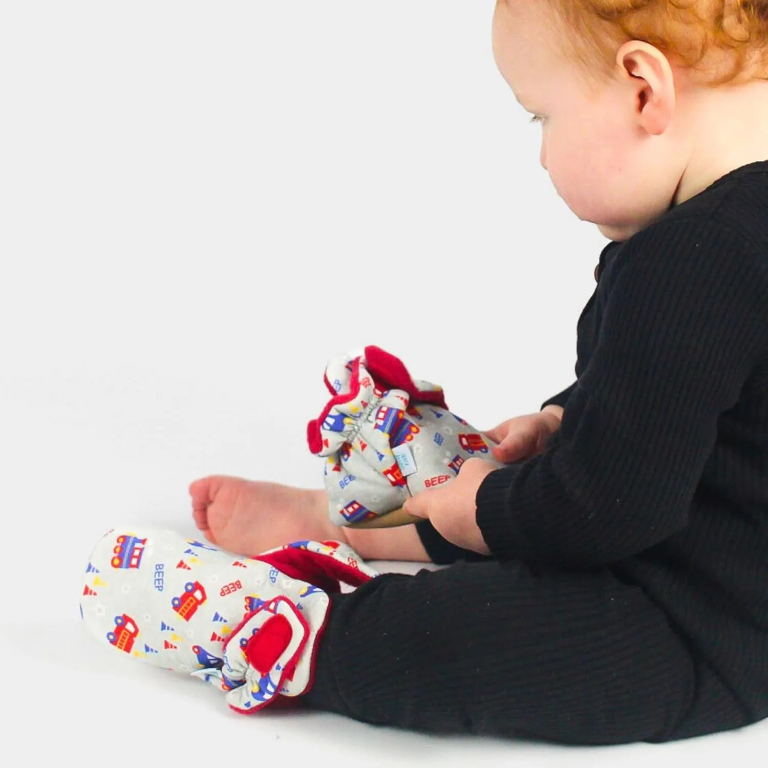 Dotty Fish Fleece Lined Baby Booties - Non-Slip Suede Sole - Warm & Cozy Slippers for Newborns to 24 Months - Perfect Winter Shoes for Babies