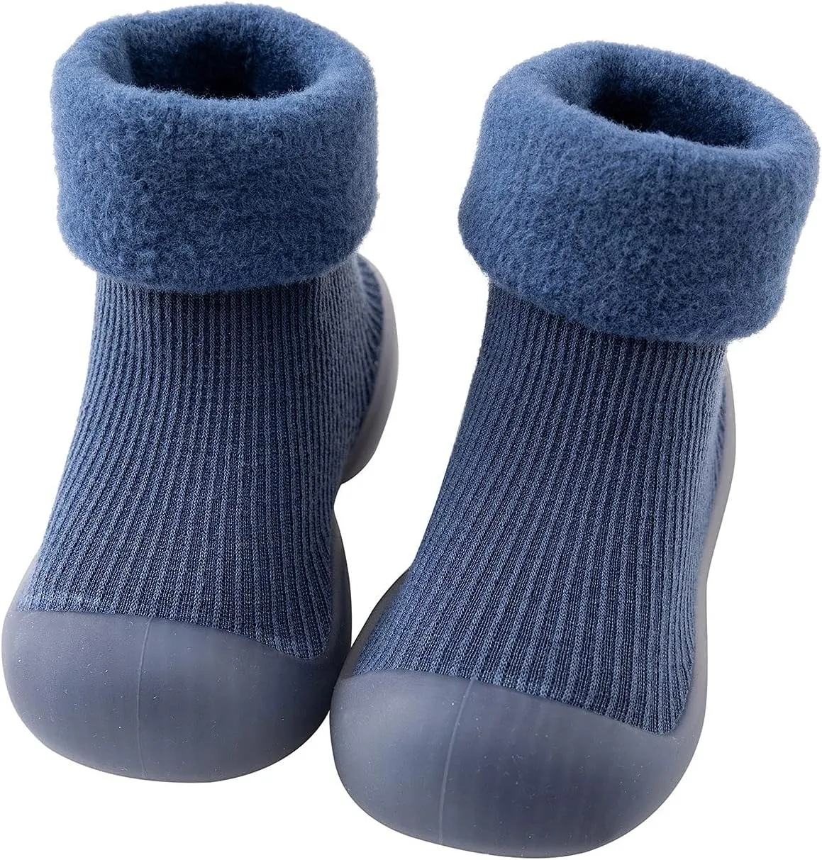 EnJoCho Toddler Running Shoes Kids Toddler Baby Boys Girls Solid Warm Knit Soft Sole Rubber Shoes Socks Slippers (Blue, 20)