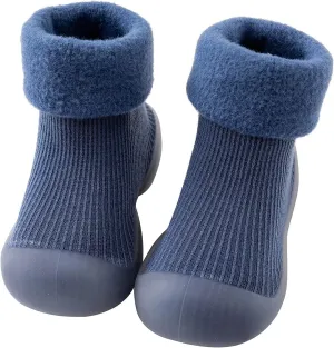 EnJoCho Toddler Running Shoes Kids Toddler Baby Boys Girls Solid Warm Knit Soft Sole Rubber Shoes Socks Slippers (Blue, 20)